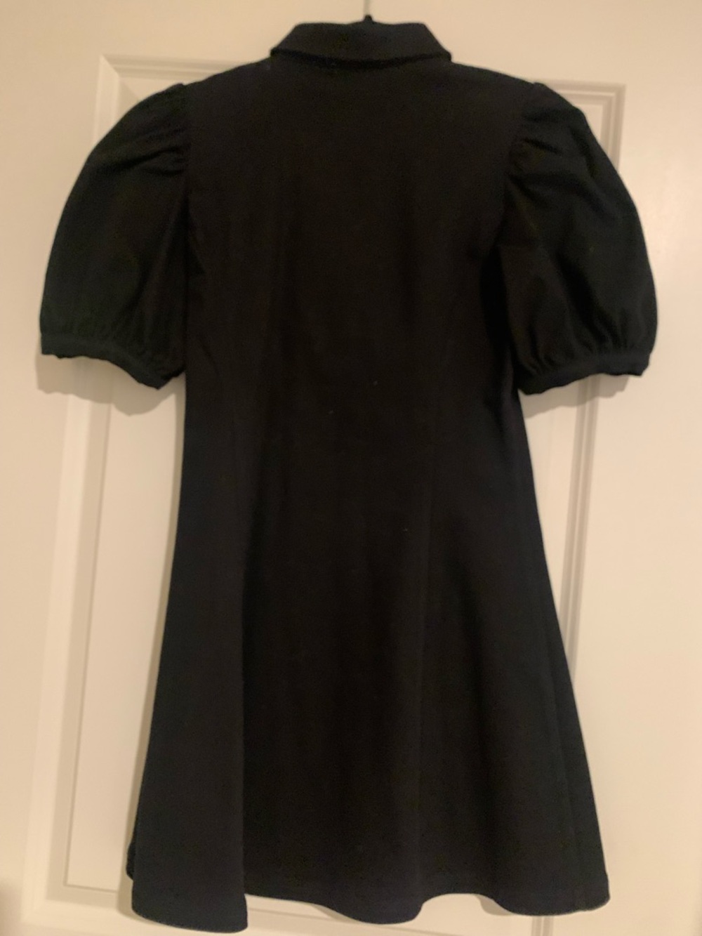 Women's Black Puff-Sleeve Collared Mini Dress - Picture 2 of 3
